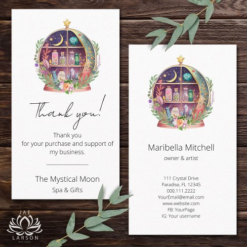 Magical Essential Oils Apothecary Yoga Thank You Business Card