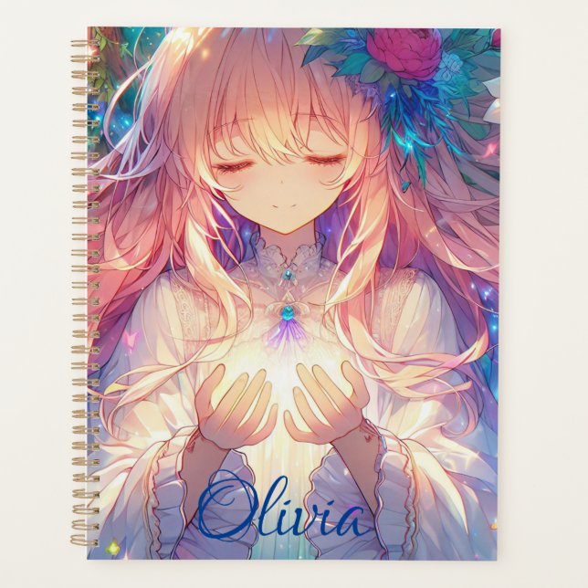 Magical Ethereal Anime Girl Personalized Planner (Front)