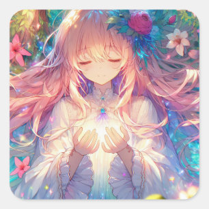 Magical Ethereal Anime Girl Square Sticker