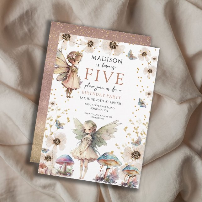 Magical Fairies 5th Birthday Party Invitation (Creator Uploaded)