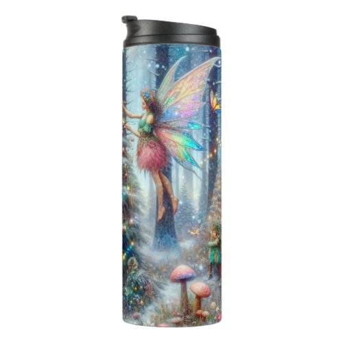 Magical Fairies and Elves Christmas Tree Thermal Tumbler