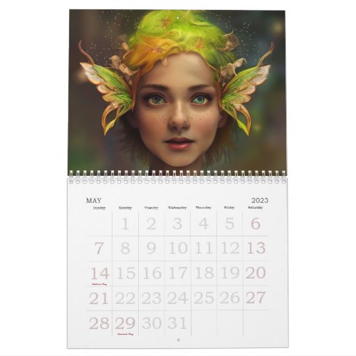 Magical Fairies Green Forest Sprites Calendar