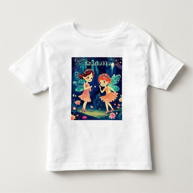 Magical Fairies Playing In The Forest Name Toddler T-shirt (Front)