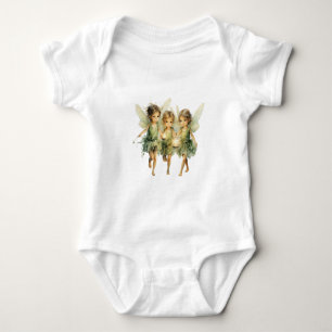  Magical Fairies Wearing Green Dresses, Lanterns Baby Bodysuit