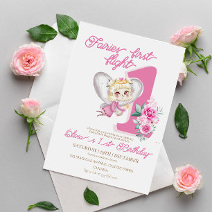 Magical Fairy 1st Birthday Cute Pink First Party Invitation
