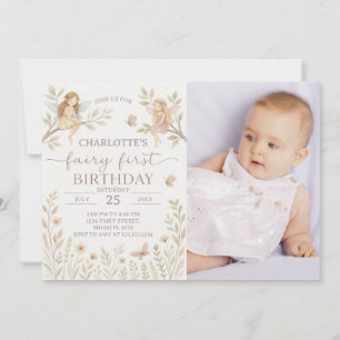 Magical Fairy 1st Birthday Invitation with photo