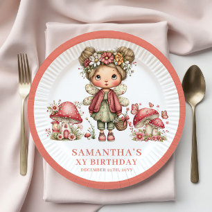 Magical Fairy 2nd Birthday Pink Flowers Paper  Plates