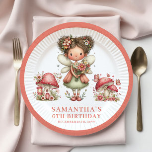 Magical Fairy 3rd Birthday Pastel Pink Floral   Paper Plates