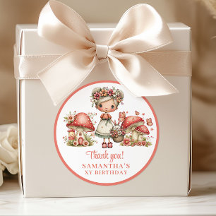Magical Fairy 4th Birthday Pastel Pink Thank You Classic Round Sticker