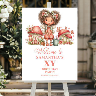 Magical Fairy 4th Birthday Pastel Pink Welcome Sig Poster