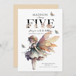 Magical Fairy 5th Birthday Invitation