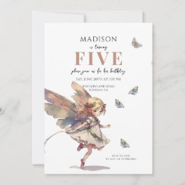 Magical Fairy 5th Birthday Invitation