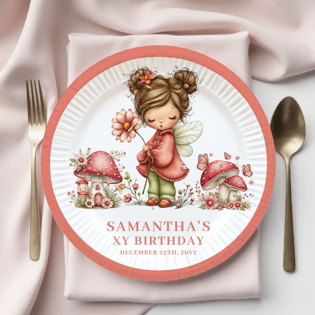 Magical Fairy 6th Birthday Pink Flowers Plates (Magical Fairy 6th Birthday Pink Flowers Plates)