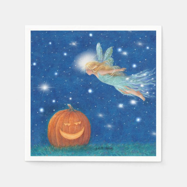 Magical Fairy and Jack O'Lantern Halloween party Napkins (Front)