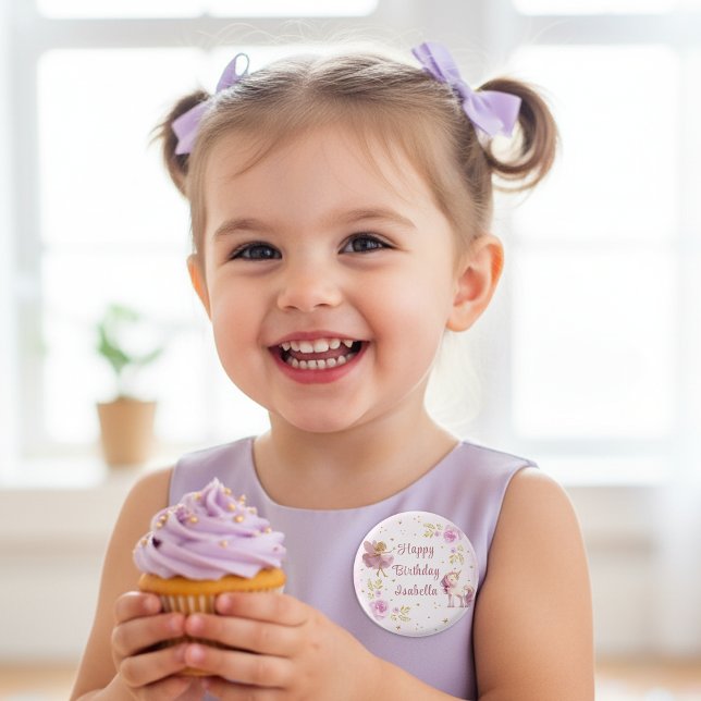 Magical Fairy and Unicorn Girls Birthday Party Button (Creator Uploaded)