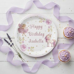 Magical Fairy and Unicorn Girls Birthday Party Paper Plates