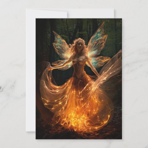 Magical Fairy Angel with Wings in Forest Pixie Invitation