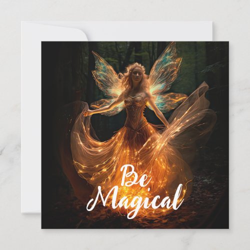 Magical Fairy Angel with Wings in Forest Pixie Invitation