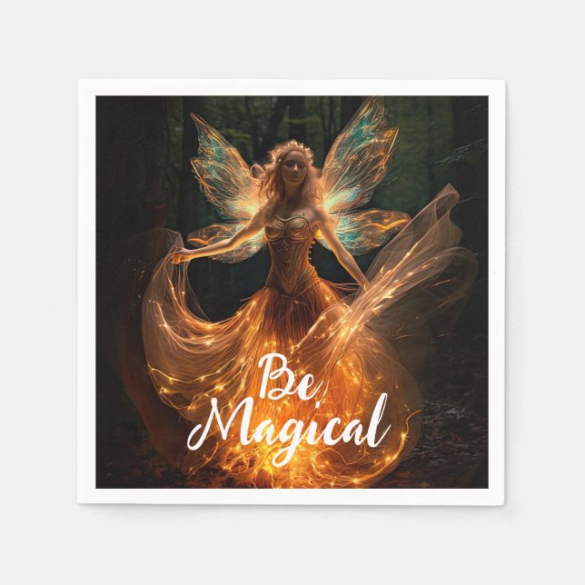 Magical Fairy Angel with Wings in Forest Pixie Napkins (Front)