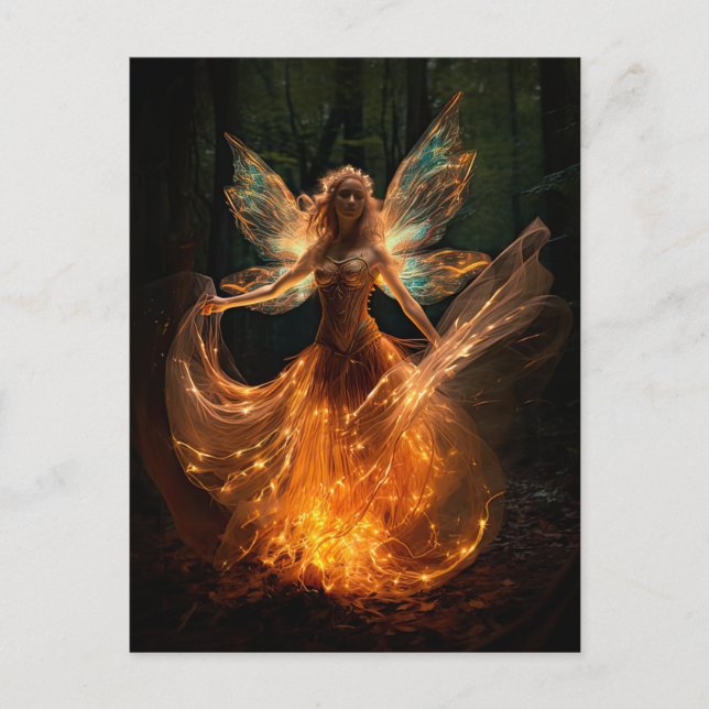 Magical Fairy Angel with Wings in Forest Pixie Postcard (Front)
