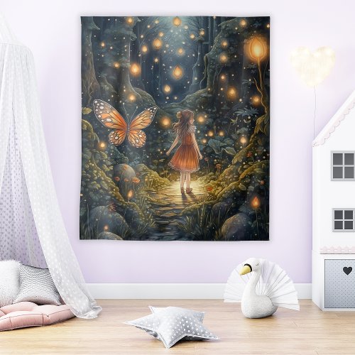 Magical Fairy Art Kids or Nursery Room Wall Tapestry