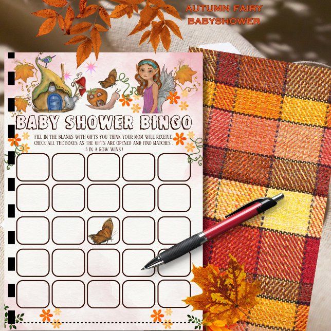 Magical Fairy Baby Shower Bingo Activity Card (Magical Fairy Baby Shower Bingo Activity Invitation)