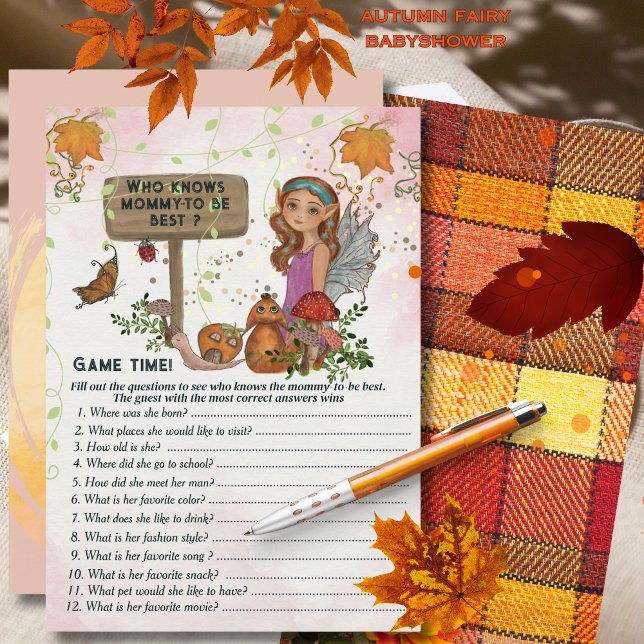 Magical Fairy Baby Shower Trivia Game Card (Magical Fairy Baby Shower Trivia Game Hand-Painted Invitation)