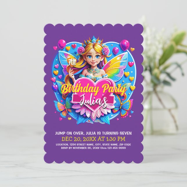 Magical Fairy Birthday Celebration Invitation (Standing Front)