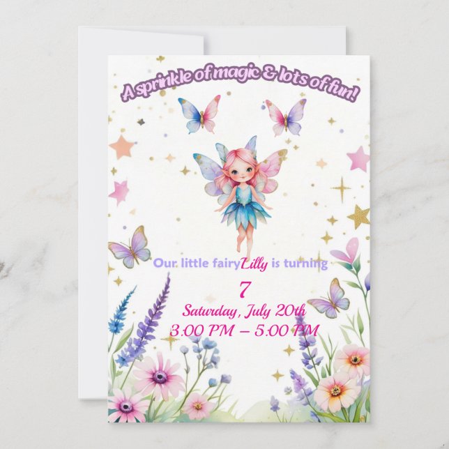 Magical Fairy Birthday Invitation for Girls (Front)