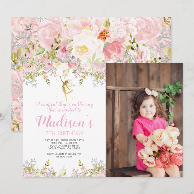 Magical Fairy Birthday Invitation Photo (Front/Back)