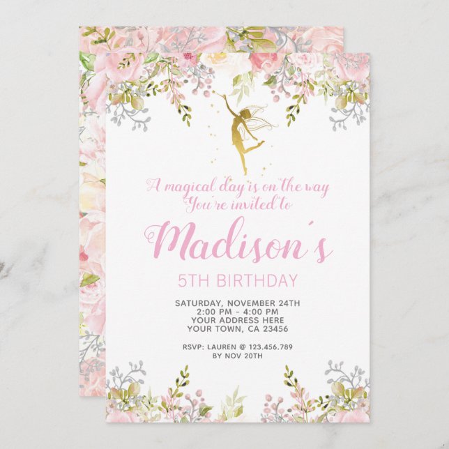 Magical Fairy Birthday Invitation Photo (Front/Back)