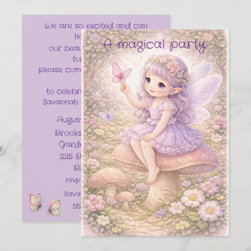 Magical Fairy Birthday Party Digital Download Invitation