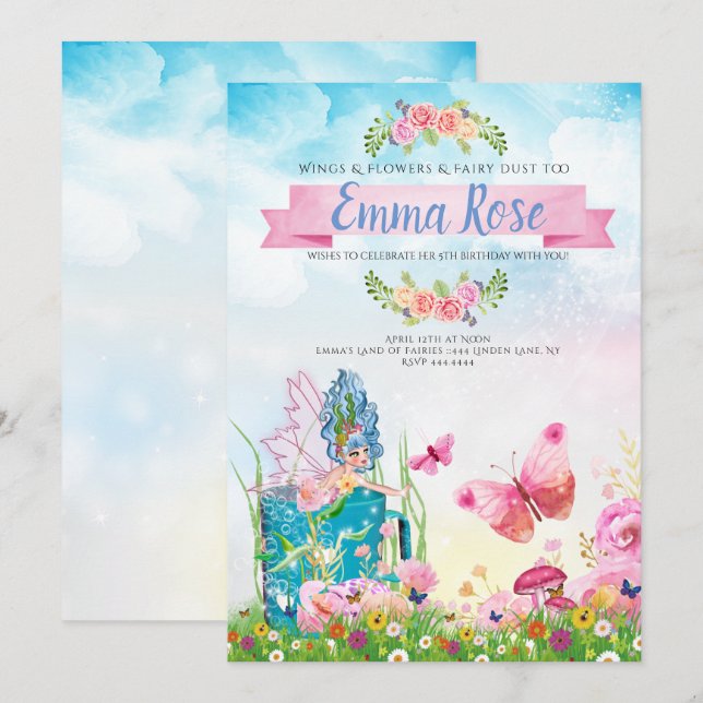 Magical Fairy Birthday Party Invitation (Front/Back)