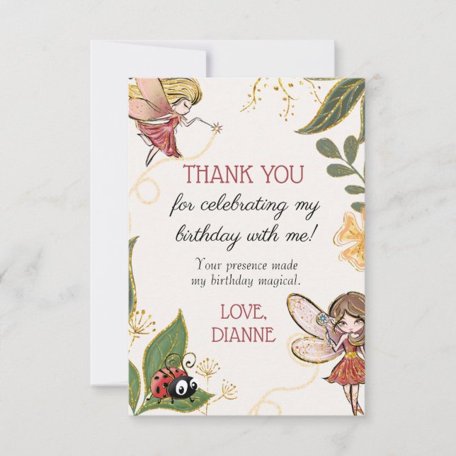 Magical Fairy Birthday Thank You Card (Front)