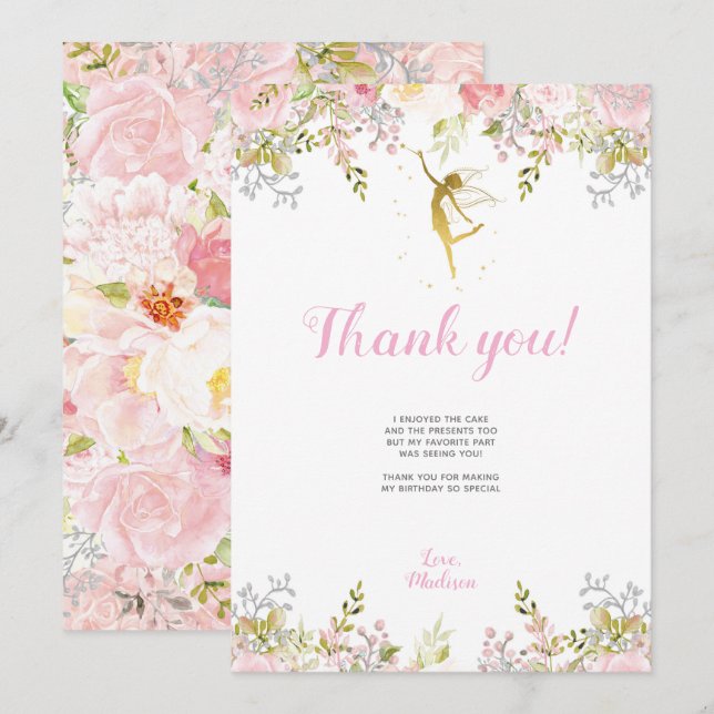 Magical Fairy Birthday Thank You Cards (Front/Back)