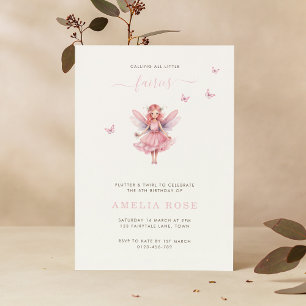 Magical Fairy Birthday Whimsical Simple Elegant Invitation