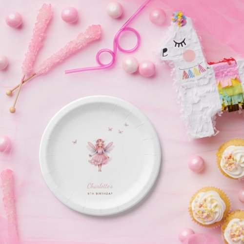 Magical Fairy Birthday Whimsical Simple Elegant Paper Plates