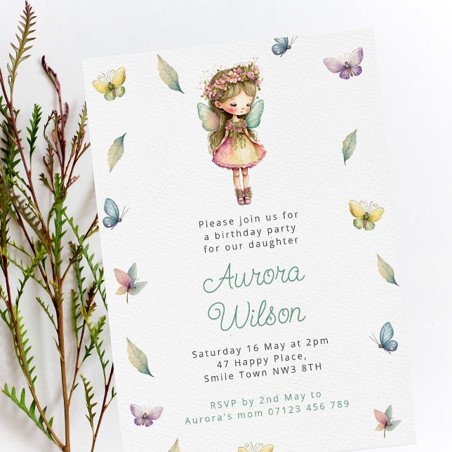 Magical Fairy & Butterflies Girls Birthday Party Invitation (Creator Uploaded)