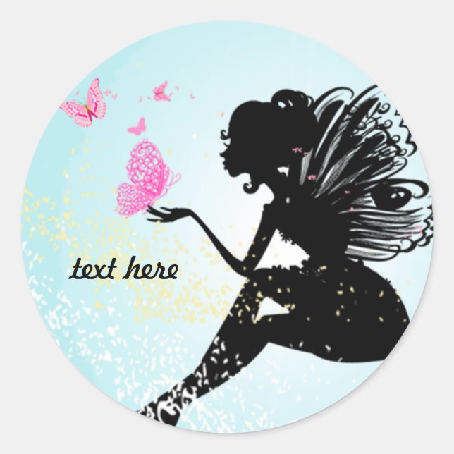 magical fairy, butterfly, fantastic classic round sticker (Front)