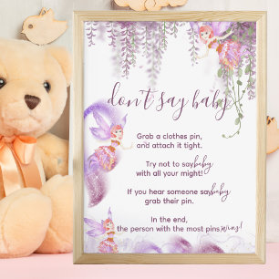 Magical Fairy Don't Say Baby Shower Game Sign