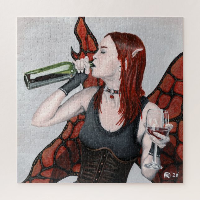 Magical Fairy Drinking Wine Fantasy Large Puzzle (Vertical)