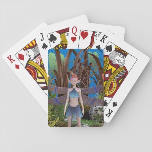 Magical fairy Ella standing smiling in garden Poker Cards
