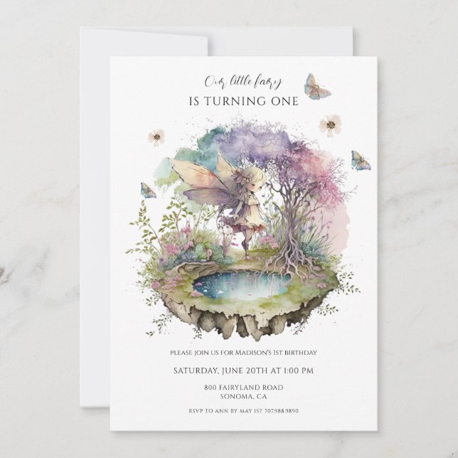 Magical Fairy Enchanted Forest 1st Birthday Invitation (Front)