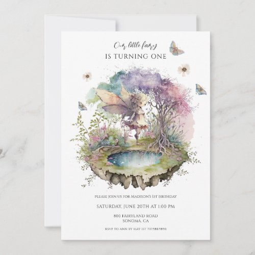 Magical Fairy Enchanted Forest 1st Birthday Invitation