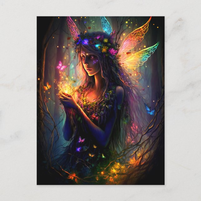 Magical Fairy Enchanted Forest Fantasy Butterflies Postcard (Front)