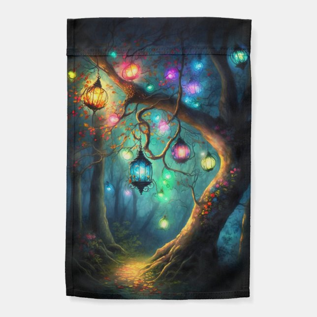 Magical Fairy Enchanted Forest Fantasy Pixie Dust Garden Flag (Back)