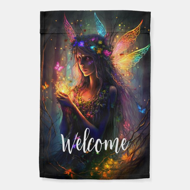 Magical Fairy Enchanted Forest Fantasy Pixie Dust Garden Flag (Back)