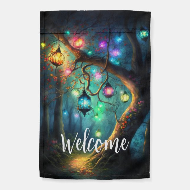 Magical Fairy Enchanted Forest Fantasy Pixie Dust Garden Flag (Back)