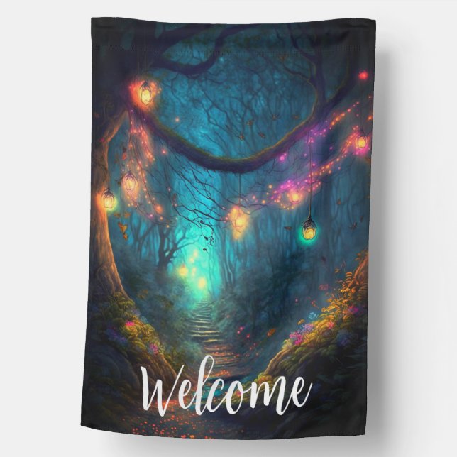 Magical Fairy Enchanted Forest Fantasy Pixie Dust House Flag (Front)