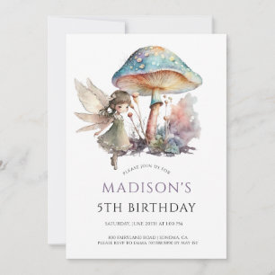 Magical Fairy Fairytale 5th Birthday Party Invitation